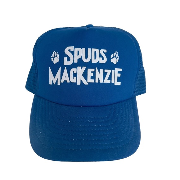 San Sun Vintage Cap Spuds Mackenzie Mens Blue Truckers Hat Adjustable - Picture 1 of 11